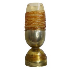 Whimsical one-of-a-kind gold Murano glass lamp