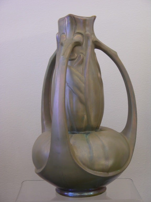 Exceptional French Art Nouveau Iridescent Vase by Catteau 2