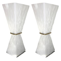 Monumental Pair Of 1960s Venini Lamps In Textured Glass