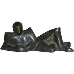 Reclining Man Italian Bronze Sculpture, Limited Edition by Giovanni Ginestroni