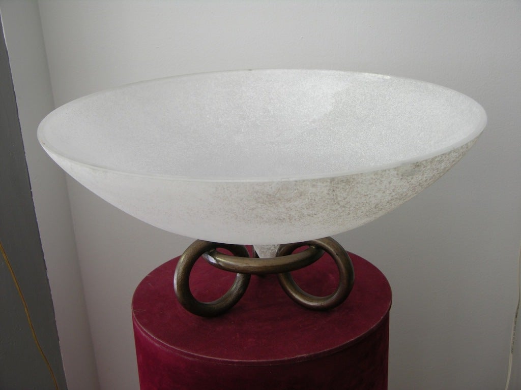 Vintage scavo Murano bowl by Seguso Vetri d'Arte on bronze base 1