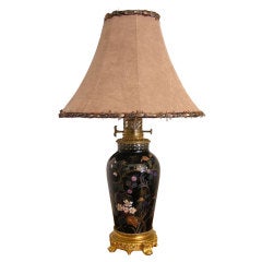 19th Century Elegant French Hand-Painted Porcelain Lamp on Ormolu Base 8