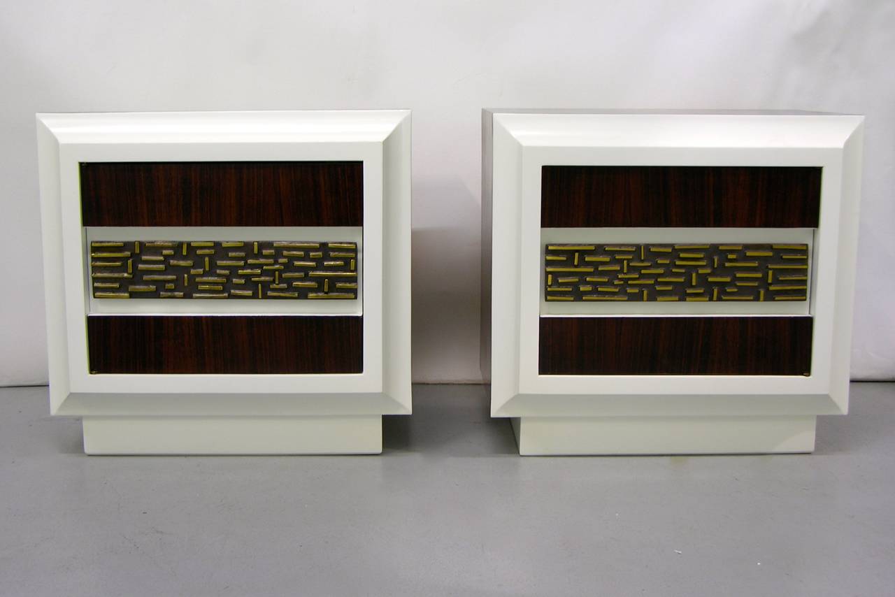 Luciano Frigerio 1960s Pair of Desire Series Side Tables with Bronze Inset 2