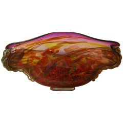 Monumental Sculptural Italian Glass Centerpiece Dated and Signed