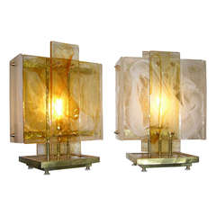 1980s Exceptional One of a Kind Pair of Sculptural Italian Design Lamps