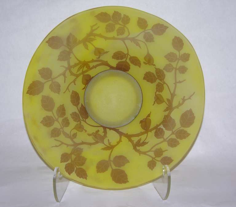 1970s Austrian Vintage Art Nouveau Style Color Glass Bowls with Flowers & Leaves 3