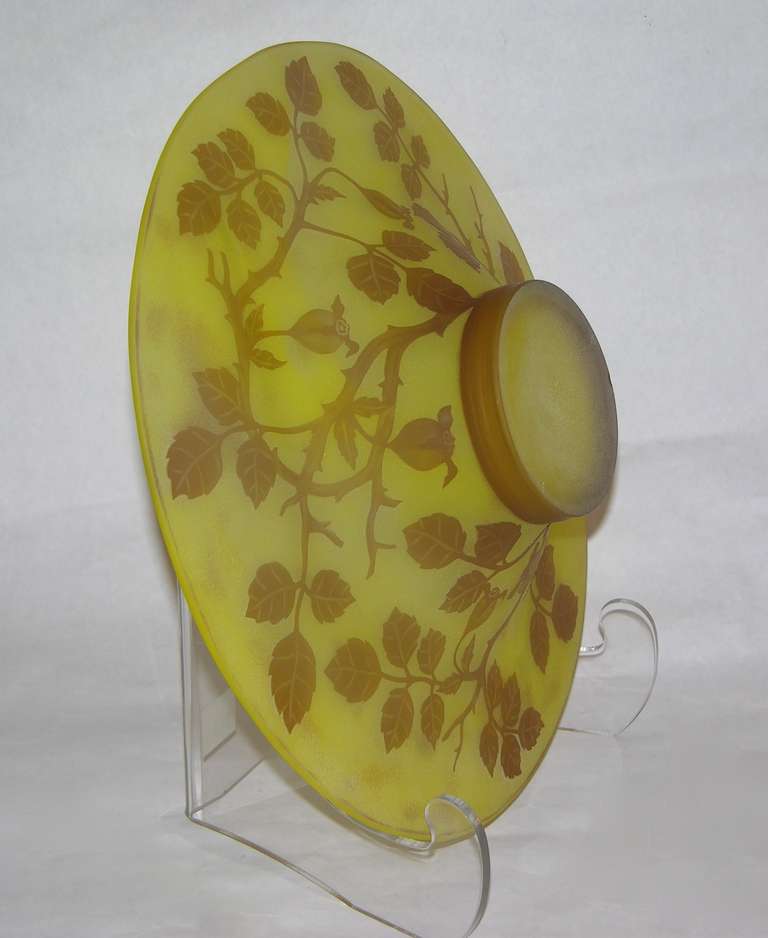 1970s Austrian Vintage Art Nouveau Style Color Glass Bowls with Flowers & Leaves 1