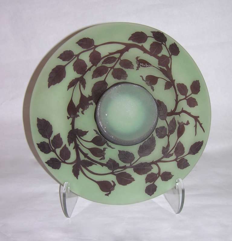 Late 20th Century 1970s Austrian Vintage Art Nouveau Style Color Glass Bowls with Flowers & Leaves