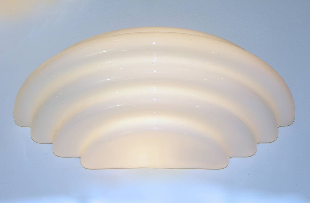 Kazuhide Takahama Pair of Art Deco Minimalist White Glass Wall Lights for Sirrah In Excellent Condition In New York, NY