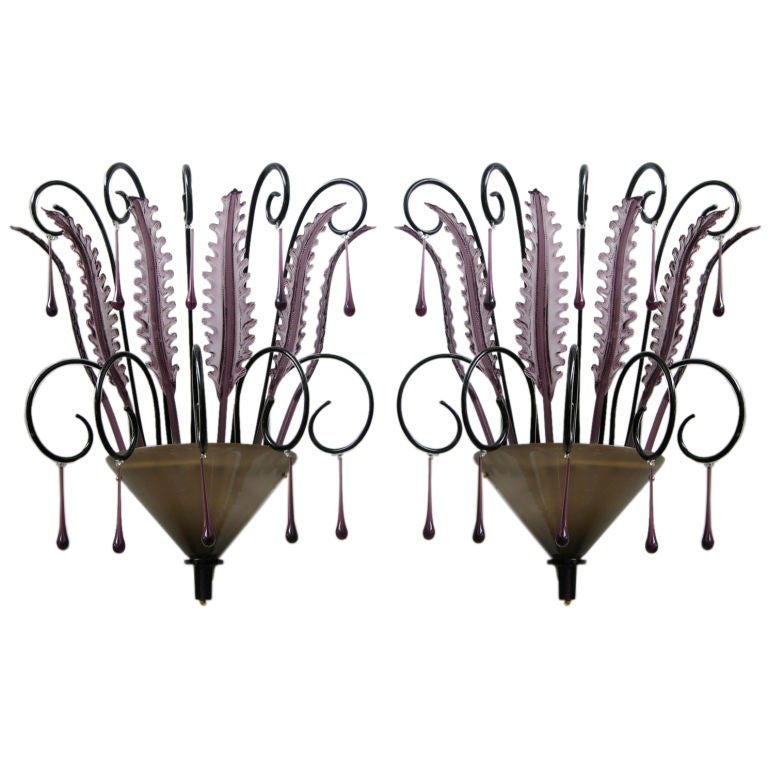 Vintage pair of Venetian custom-made wall lights at 1stdibs