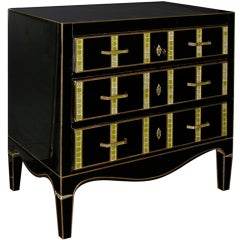 Exquisite vintage Italian chest of drawers in black glass