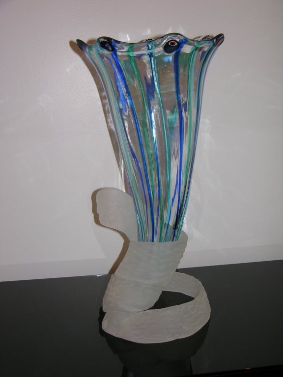 Italian Pair Of Nabucco Glass Vases Designed By Luigi Straffi for I Lirici