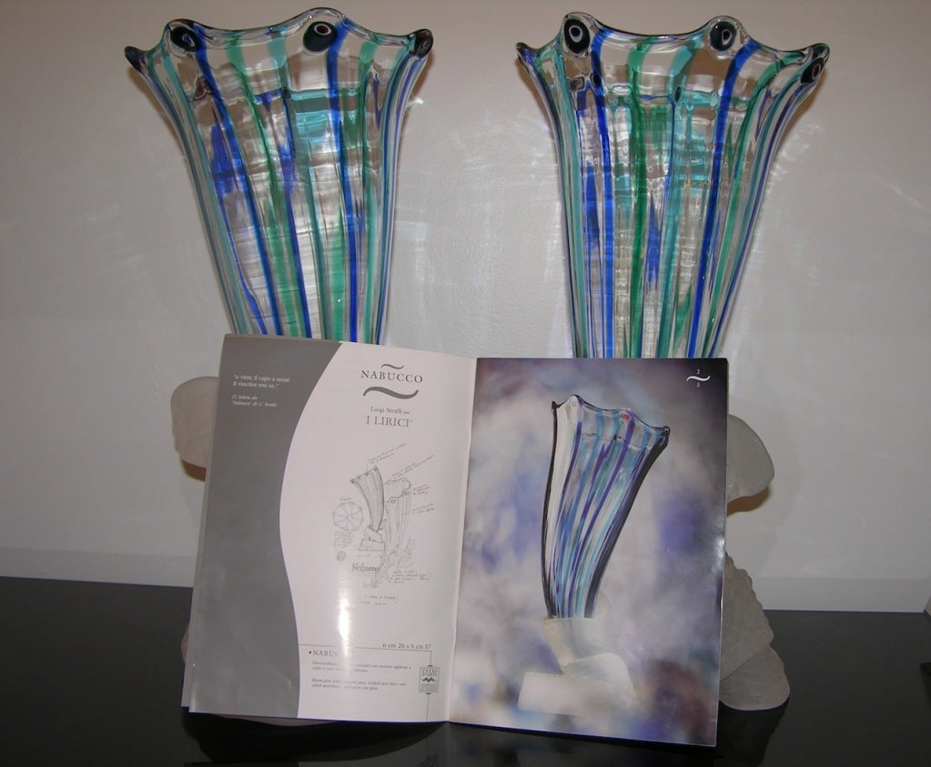 Pair Of Nabucco Glass Vases Designed By Luigi Straffi for I Lirici 3
