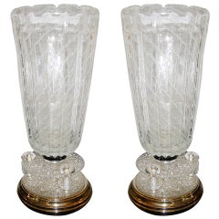 1970s Italian Design Pair Of Venetian Murano Glass Lamps