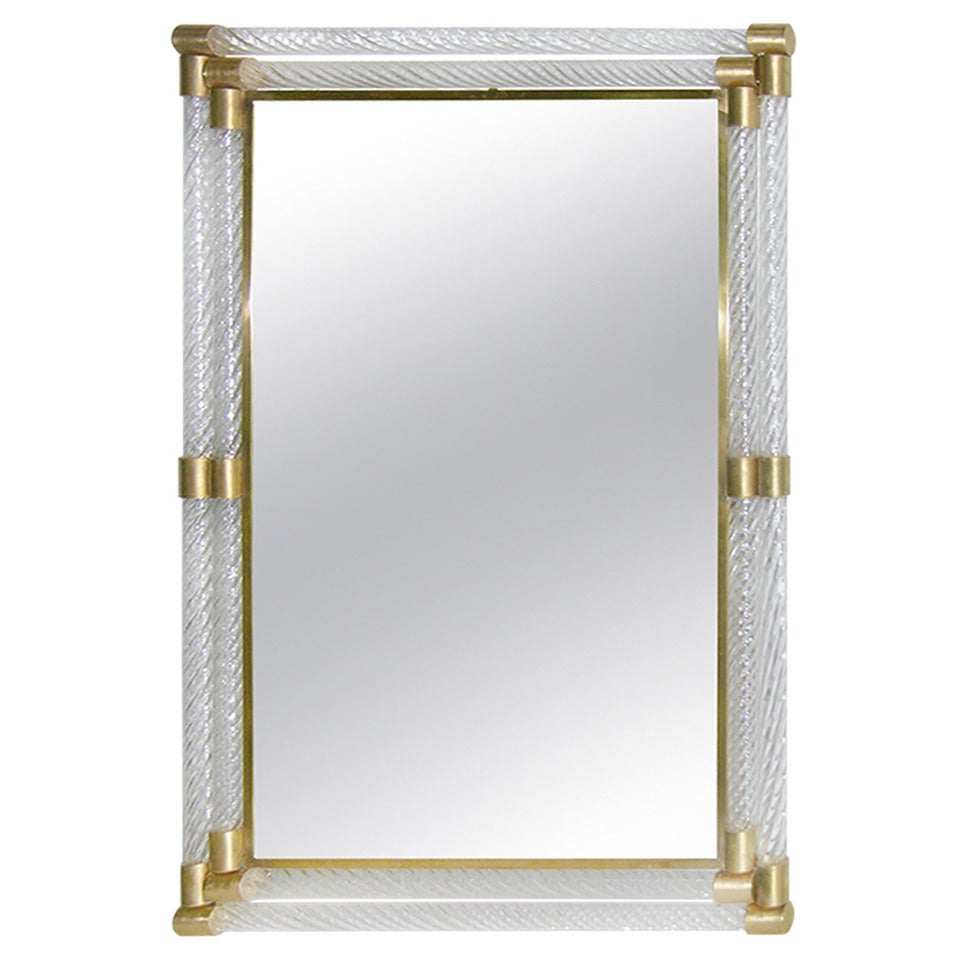 1960s Double-Framed Murano Glass Mirror Attributed to Barovier-Toso