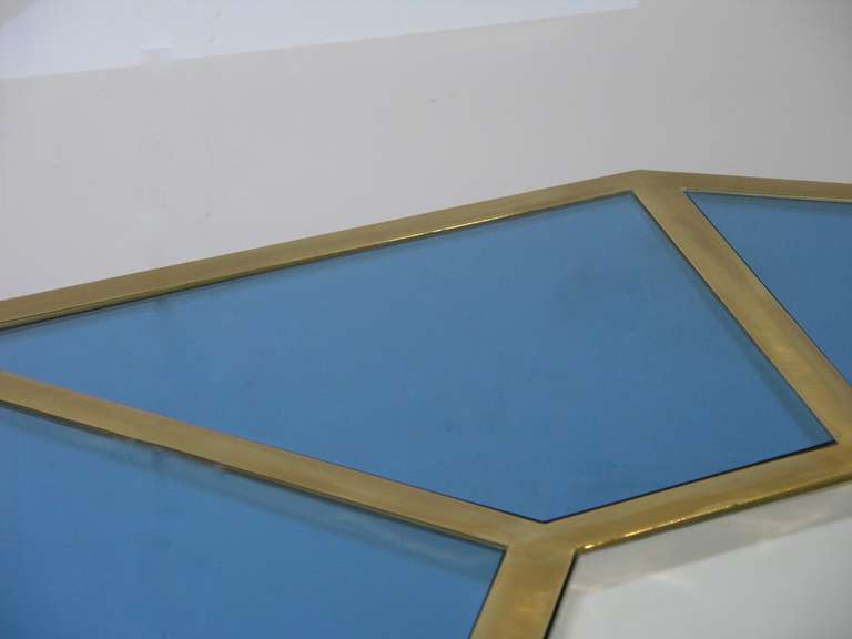 1970s Exceptional Romeo Rega Smoked Blue Glass Octagonal Table 1