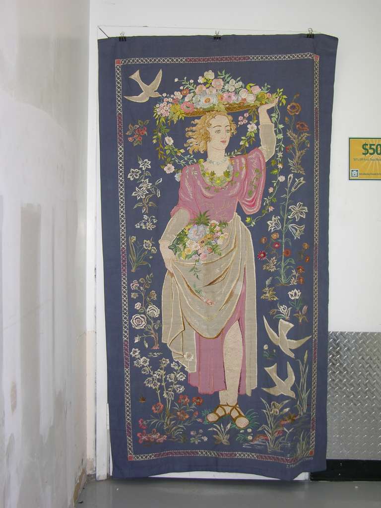 1920s French Signed Tapestry