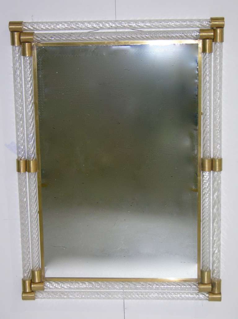 Mid-20th Century 1960s Double-Framed Murano Glass Mirror Attributed to Barovier-Toso