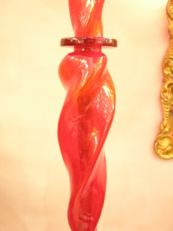 Italian Rare vintage floor lamp in red Murano glass by Andromeda