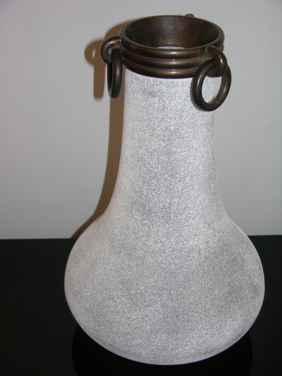 Vintage scavo Murano vase by Seguso Vetri d'Arte with bronze