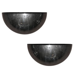 1930s Rare Pair of French Half Moon Chromed Copper Wall Lights