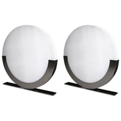 Giannella Ventura Italian Monumental Design White Chrome Modern Round Table Lamp