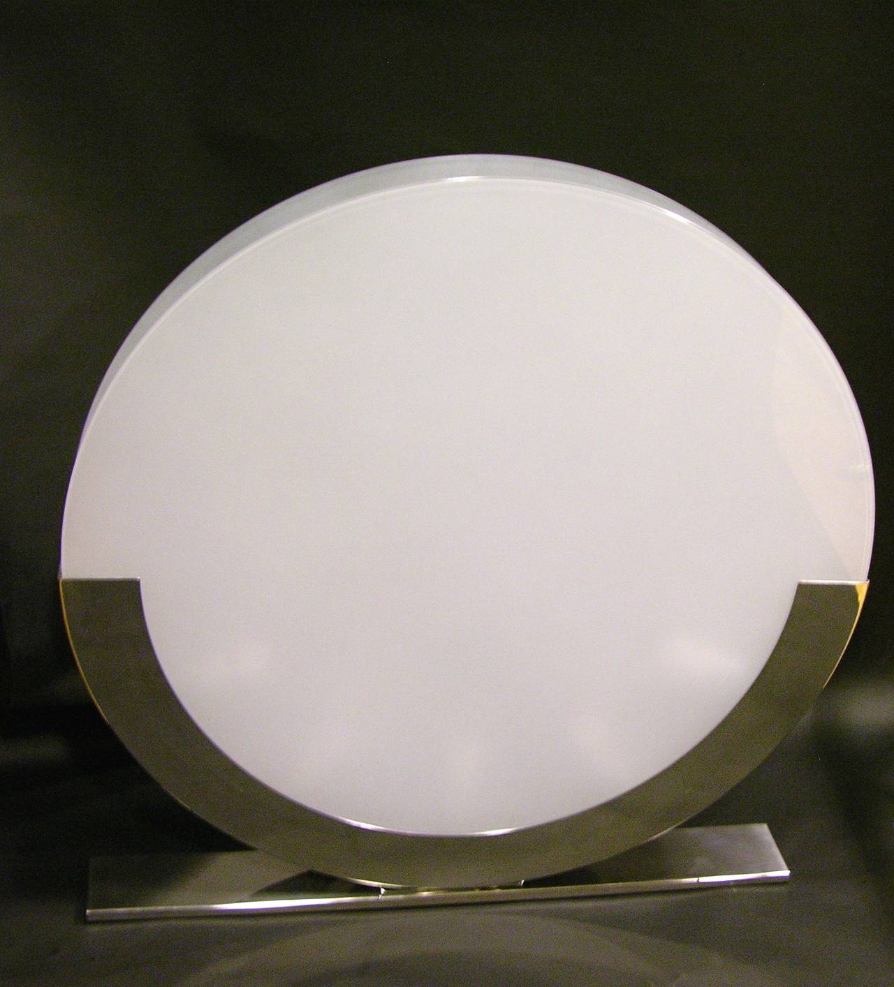 Giannella Ventura Italian Monumental Design White Chrome Modern Round Table Lamp 1