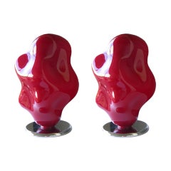 Retro Big Pair of Whimsical "Cloud" Lamps in Murano Glass by Toso
