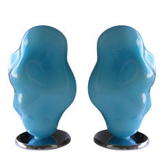 Retro Big Pair of Whimsical "Cloud" Lamps in Murano Glass by Toso