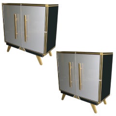 1960s Pair of Very Chic Italian Small Glass Cabinets