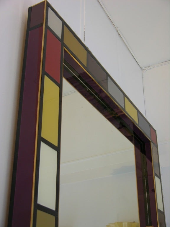 Exclusive Italian Colored Glass Mirror, one of a pair In Excellent Condition In New York, NY