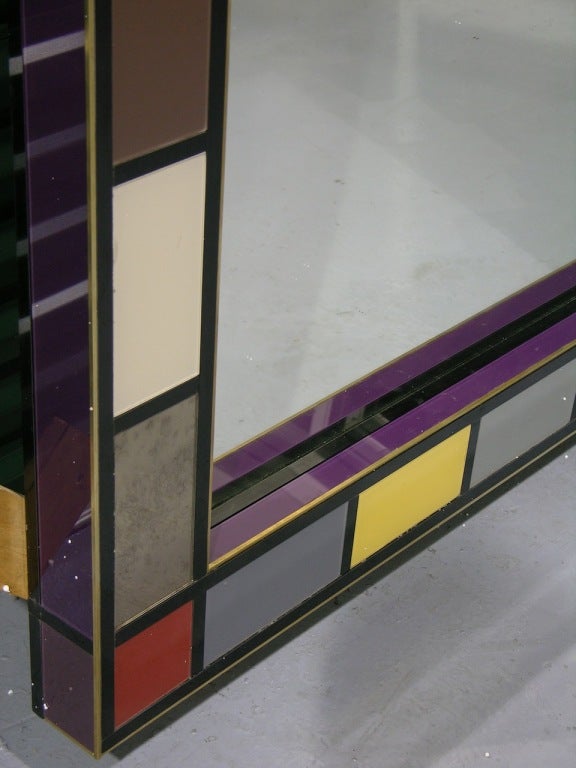 Exclusive Italian Colored Glass Mirror, one of a pair 2