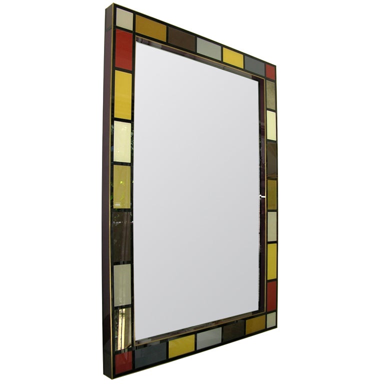 Exclusive Italian Colored Glass Mirror, one of a pair