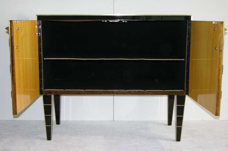 1970s Italian Pair of Black Glass Sideboards with Colored Glass Tiles 2