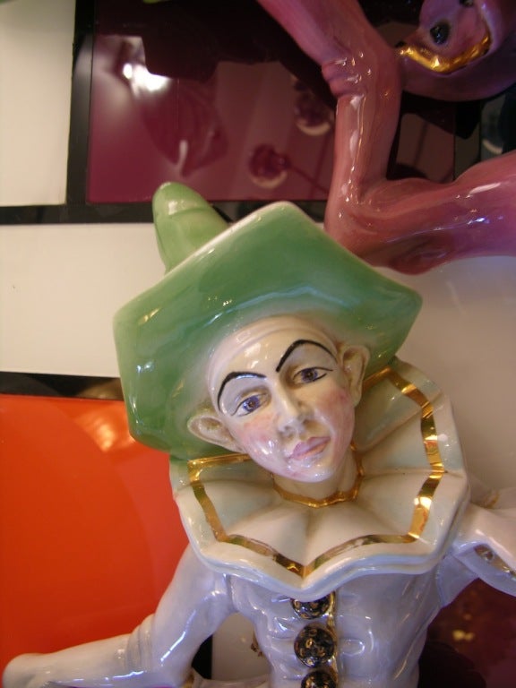 Fun italienische Pulcinella-Wandleuchten aus Keramik, 1950er Jahre (Emaille) im Angebot
