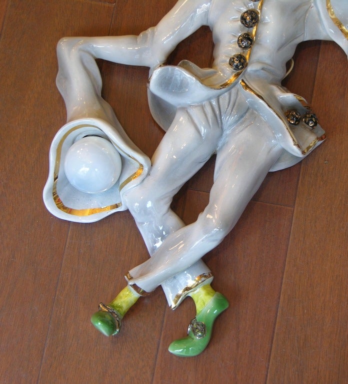 1950s Fun Italian Pulcinella Ceramic Wall Lights For Sale 3