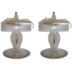 Rare Italian Pair of Glass Table Lamps by Archimede Seguso