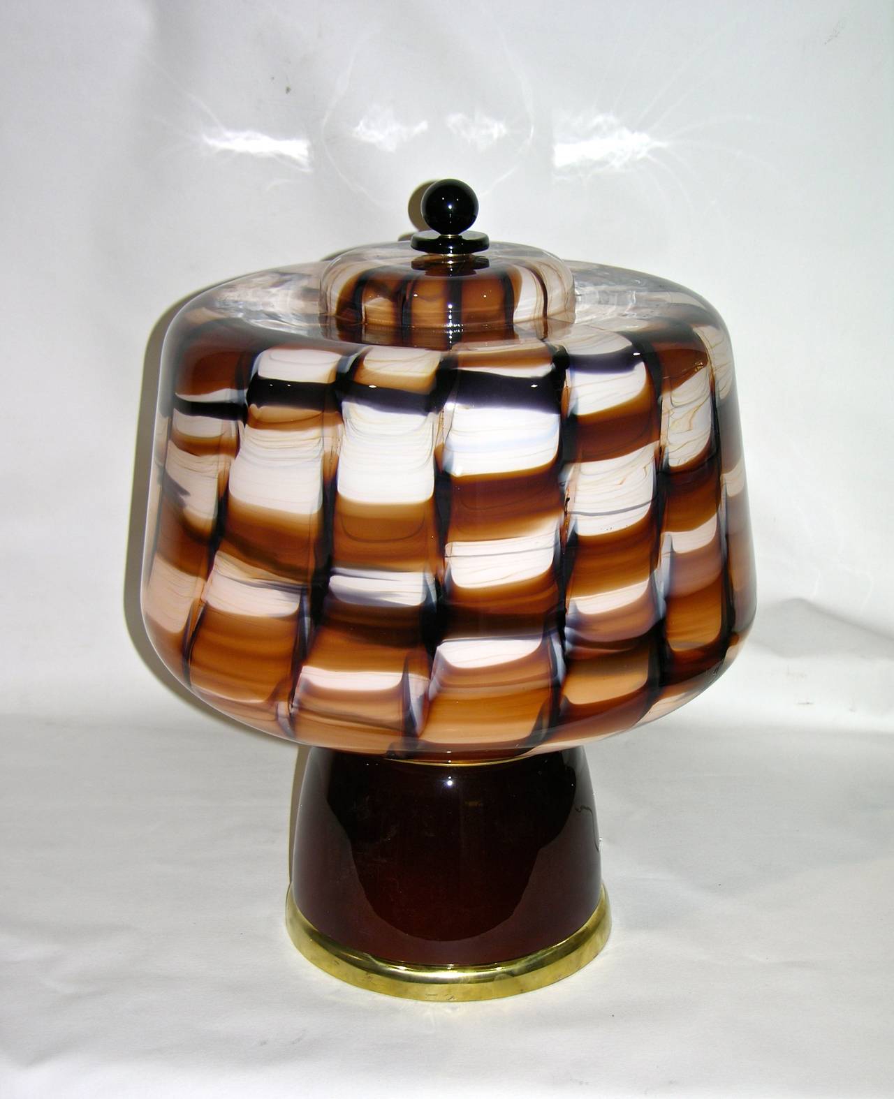 Italian Vistosi 1970s Rare Grand Pair of Tessere Murano Glass Lamps