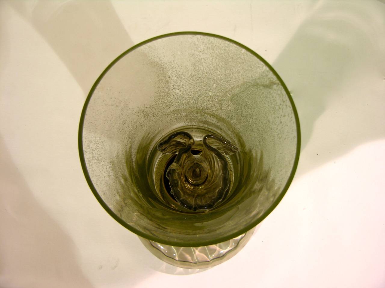 Paire de lampes vintage rares Cenedese en verre de Murano vert fumé des années 1970 en vente 2