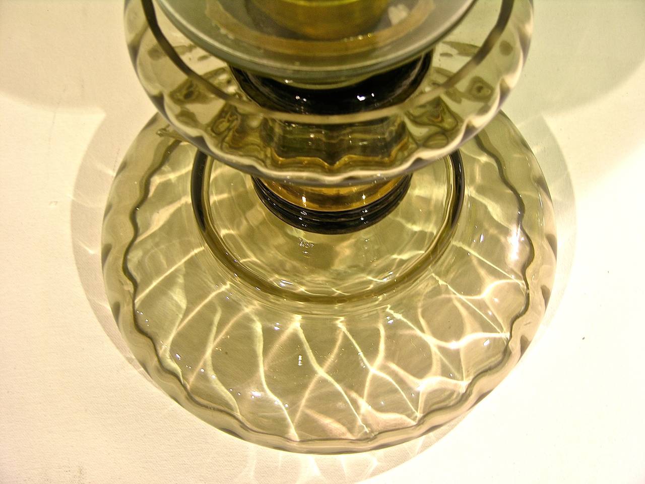Paire de lampes vintage rares Cenedese en verre de Murano vert fumé des années 1970 Excellent état - En vente à New York, NY
