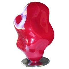 Whimsical Retro "Cloud" Lamp in Red Murano Glass by Toso