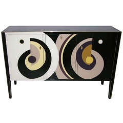 1960s Italian Colored Glass Sideboard/Cabinet