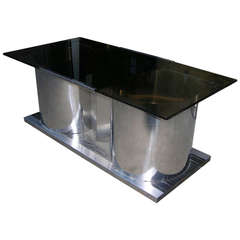 1970s Italian Smoked Glass Coffee Table with Dry Bar 3