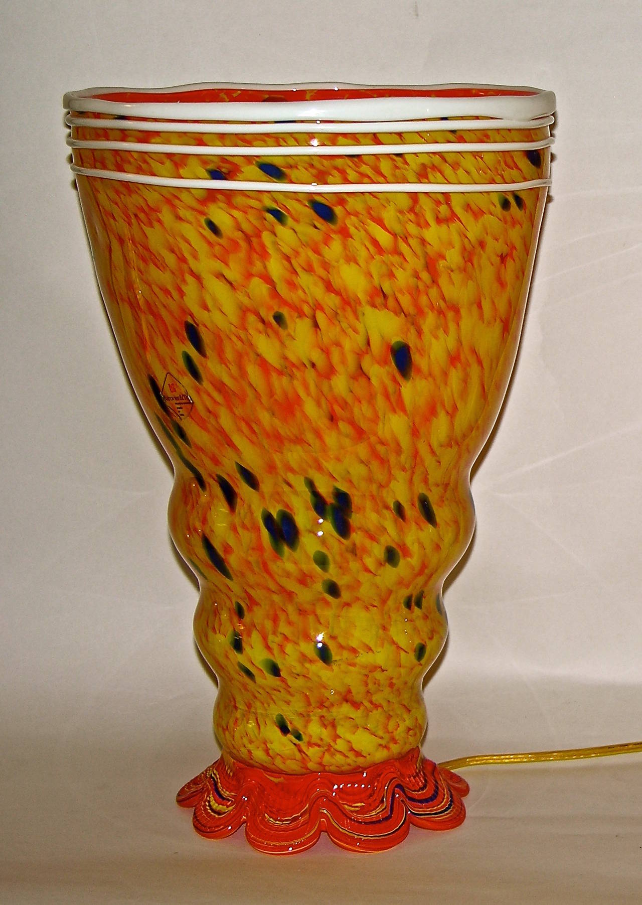 Italian Barovier Toso 1990s Modern Yellow-Orange Murano Glass Luminous Lamps