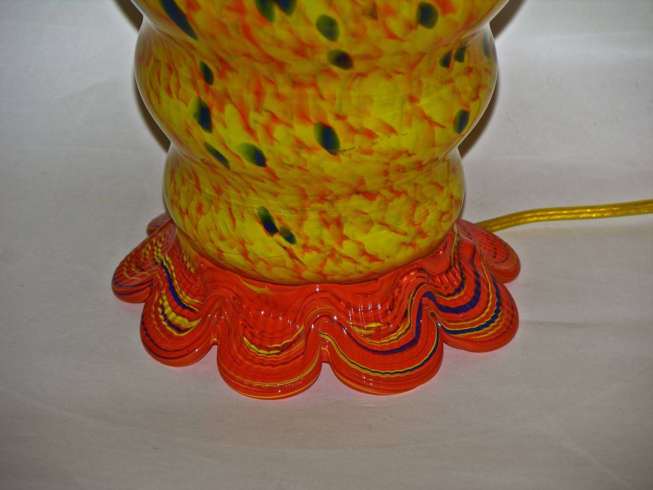 Late 20th Century Barovier Toso 1990s Modern Yellow-Orange Murano Glass Luminous Lamps