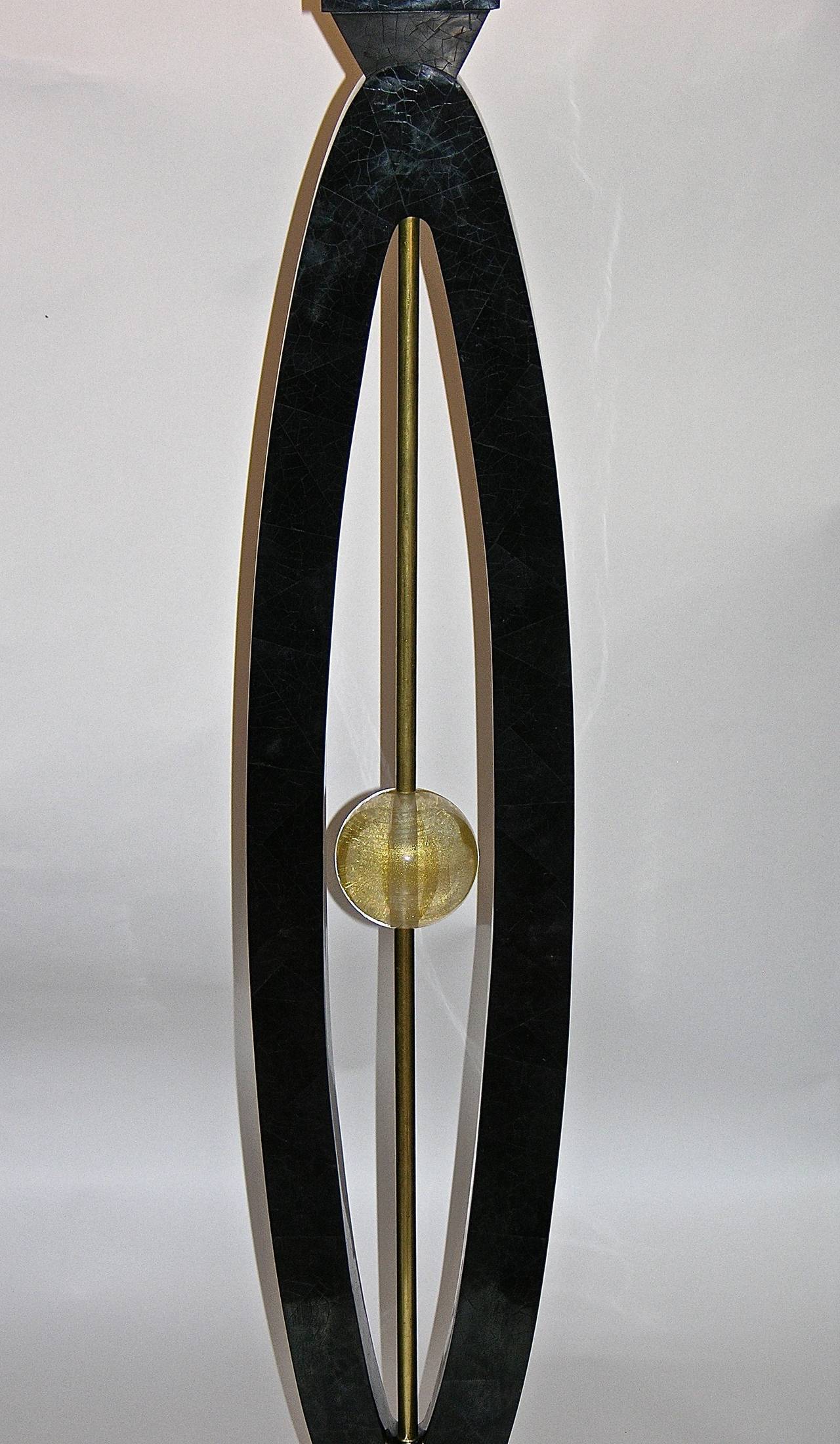 1970s 1970s Art Deco Design Pair of Italian Gold Black and White Floor Lamps 3