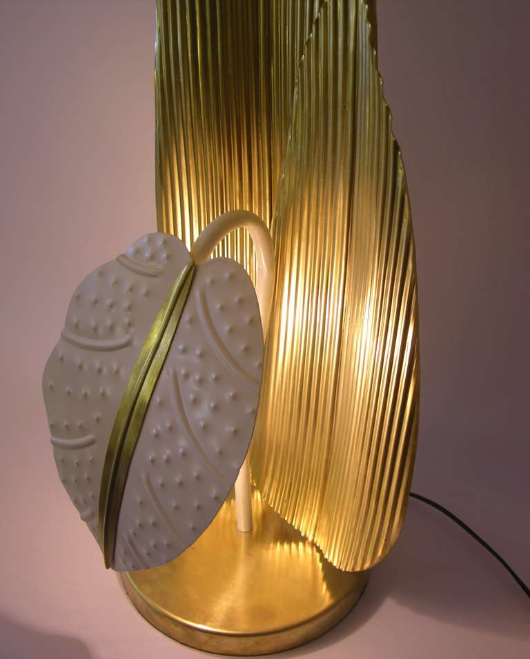 Brass 1950s Italian Pair of Organic Flowering Lamps