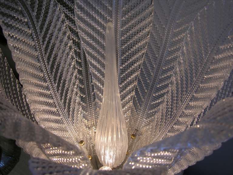 Late 20th Century 1970s Italian Design Pair of Diamond Glass Lamps with Murano Leaves