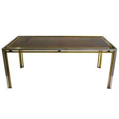 Romeo Rega Exceptional Double Frame Table with Stippled Glass Top