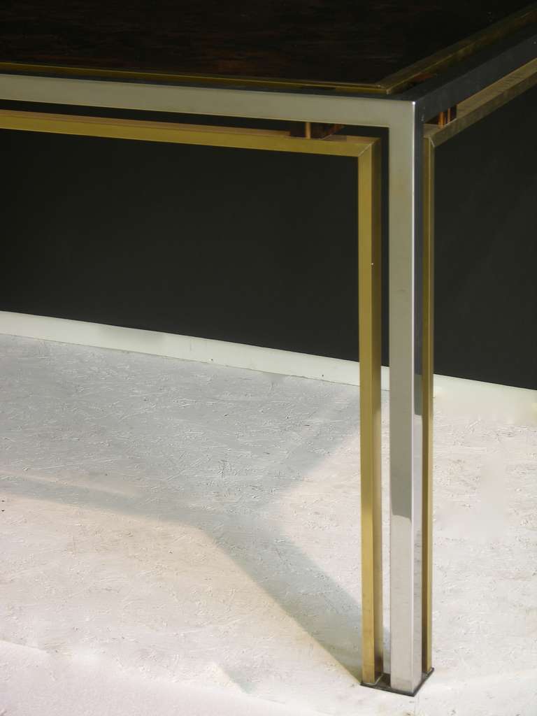 Romeo Rega Exceptional Double Frame Table with Stippled Glass Top 3